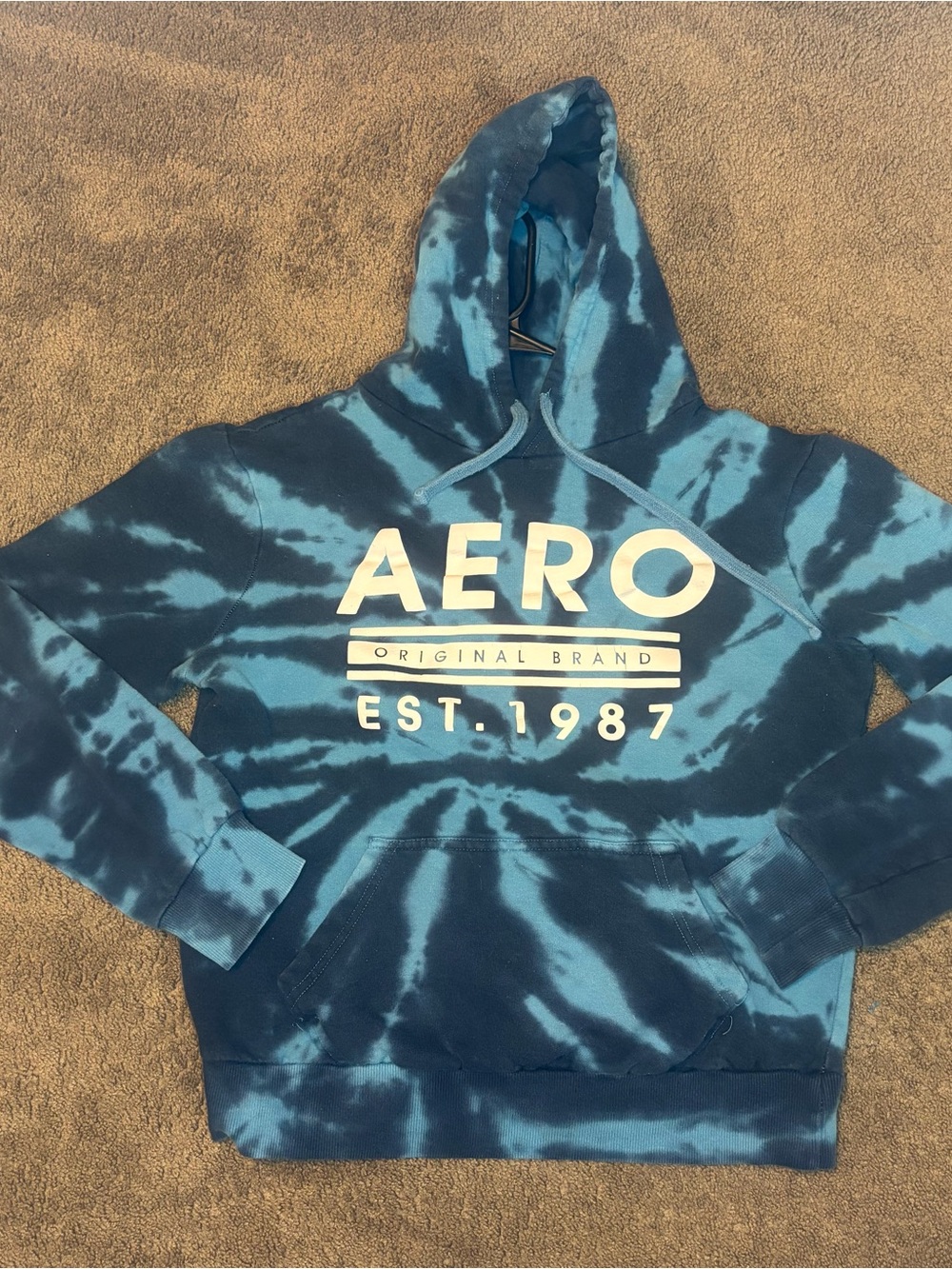Aeropostale Blue Tie-Dye Pullover Hoodie Size Medium